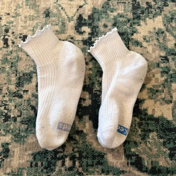 White Ribbed Ankle Socks - Picture 2 of 4